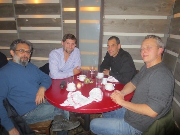 Joydeep Roy Bhattacharya, Phil Klay, me, and Roy Scranton